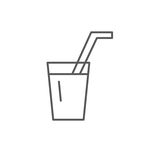 ソーダやわら編集可能なアウトラインのアイコンが白い背景で隔離のジュースのガラス 細い線アート スタイル ベクトル図で健康的な有機飲料 — ストックベクタ