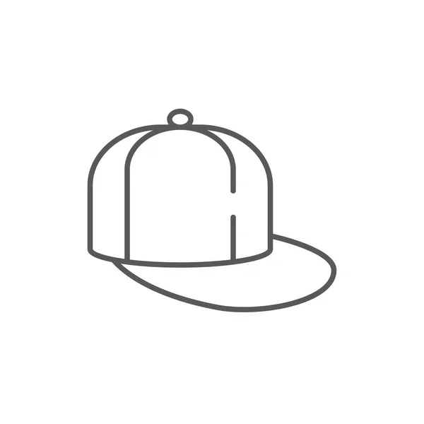 Baseball hat with flat visor editable line icon isolated on white background. Summer hat for sun protection - modern fashion head clothes in outline vector illustration.