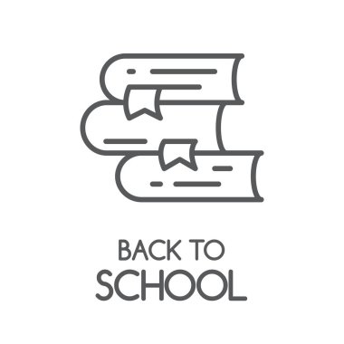 Yığın kitap bookmarks - okul kavramı başa beyaz arka plan üzerinde izole çizgi sanat stili ile. Edebiyat okumak ve Anahat vektör çizim içinde eğitim için yığını.