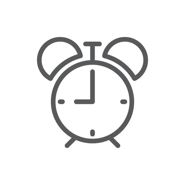 目覚まし時計ベクトル図編集アイコン 厳守や期限の概念が白い背景で隔離のレトロなスタイルの鐘と時計の概要ピクトグラム — ストックベクタ