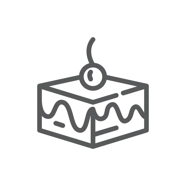 Слоистые Векторные Иллюстрации Торта Редактируемая Строка Иконки Квадратного Куска Сладкого — стоковый вектор