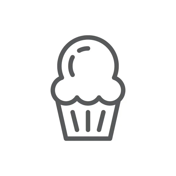 Icono Editable Cupcake Ilustración Vector Pictograma Línea Delgada Postre Horneado — Vector de stock