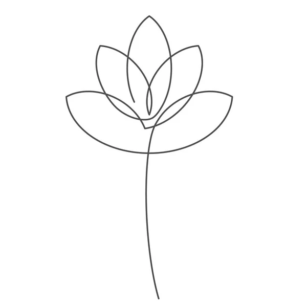Kwiat Lotosu Linia Ciągła Ilustracja Wektorowa Pociągnięciem Edytowalne Pojedynczy Rysunek — Wektor stockowy