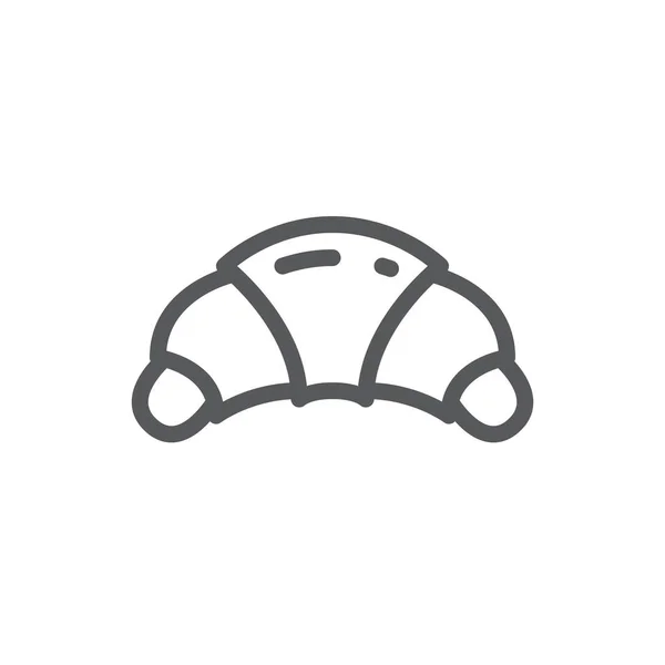 Croissant Upravitelné Ikonu Vektorové Ilustrace Tenká Linie Piktogramu Sweet Pečený — Stockový vektor