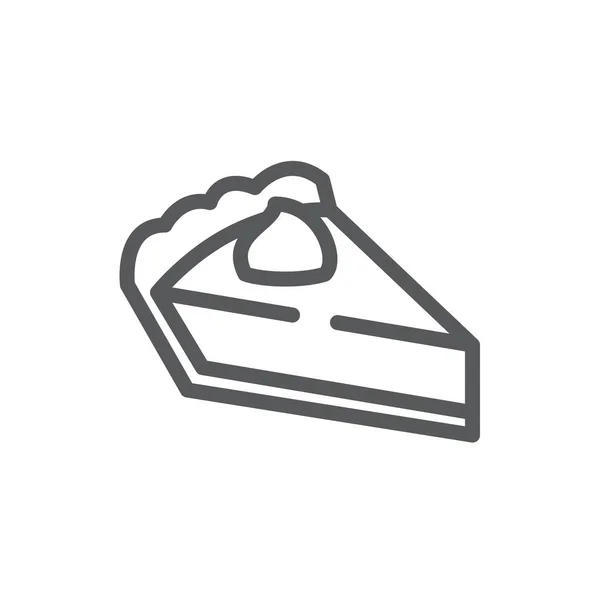 Pie ícone perfeito pixel peça triangular com curso editável - pastelaria doce cozido decorado com creme . —  Vetores de Stock