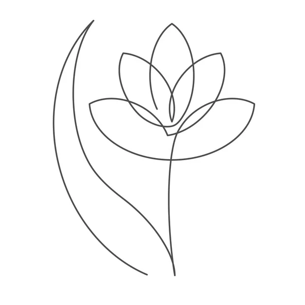 Flower Leaf Continuous Line Vector Illustration Editable Stroke Single Line — Stock Vector