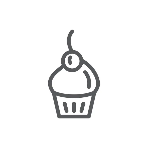 Muffin Editable Icono Ilustración Vectorial Pictograma Línea Delgada Postre Horneado — Vector de stock