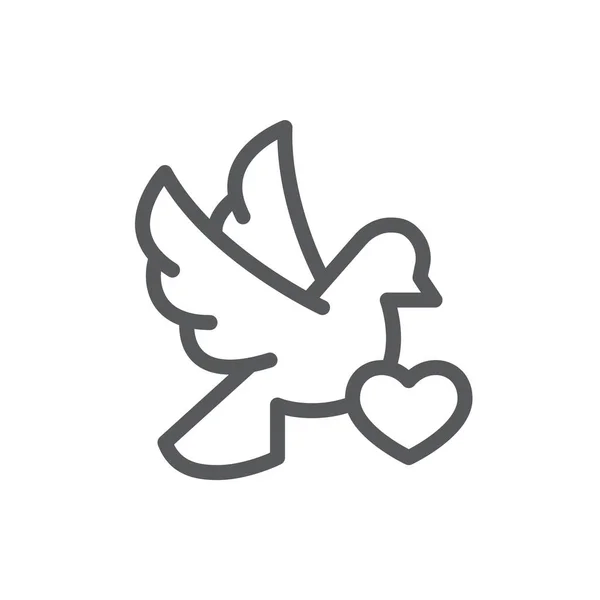 아이콘 가능한 일러스트 발렌타인 결혼식 개념에 로맨틱 비둘기 — 스톡 벡터