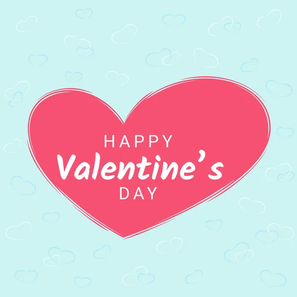 Valentine Day Congratulation Banner Sign Pink Heart Blue Background Isolated — Διανυσματικό Αρχείο