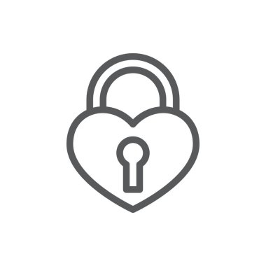 Anahtar deliği - satırı simgesi ile düzenlenebilir kontur ile kalp şeklinde asma kilit.