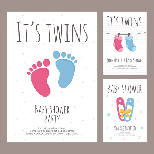 Εικονογράφηση φορέα πρόσκλησης ντους μωρών που στην επίπεδη στυλ. — Διανυσματικό Αρχείο