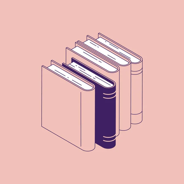 Isometrisk stående böcker-isolerad vektor illustration av stacken av litteratur för utbildning och skola lärande koncept — Stock vektor