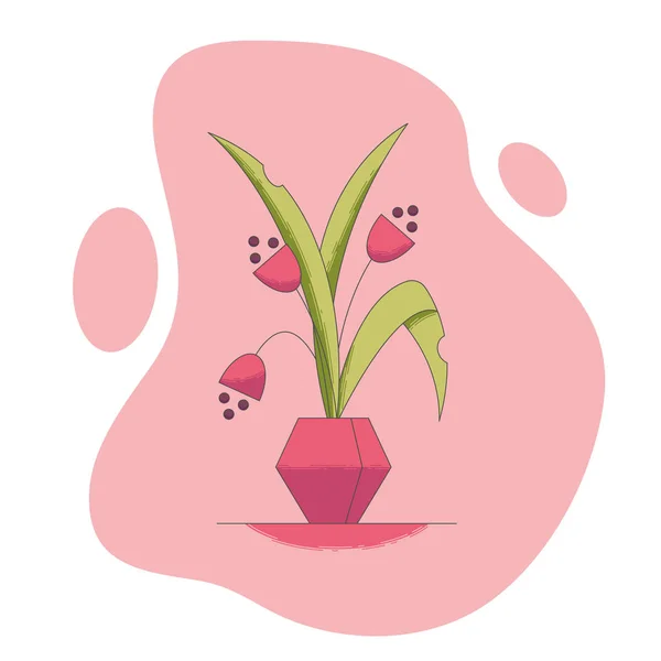 Plante de maison en fleurs en pot illustration vectorielle dans un style plat . — Image vectorielle