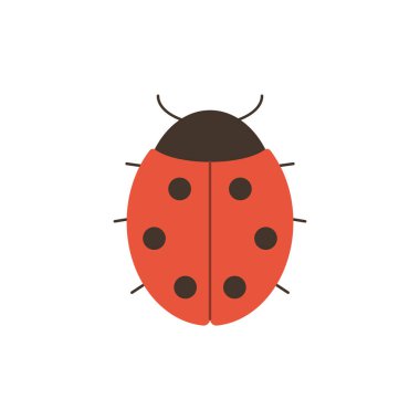 Beyaz arka plan üzerinde izole düz tarzda Sevimli uğur böceği.