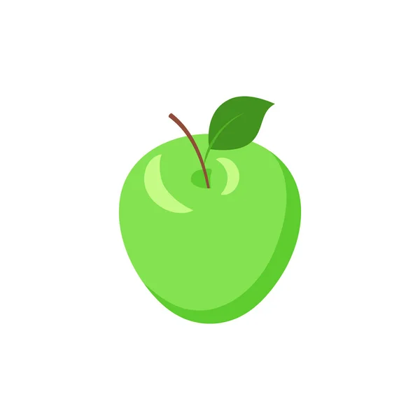 Manzana Verde Con Ilustración Vectorial Isométrica Hojas Fruta Plana Para — Vector de stock