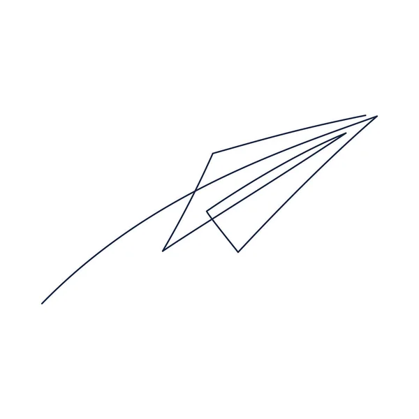 Paper plane continuous line vector illustration - airplane silhouette made with one single line art style. — Stock Vector