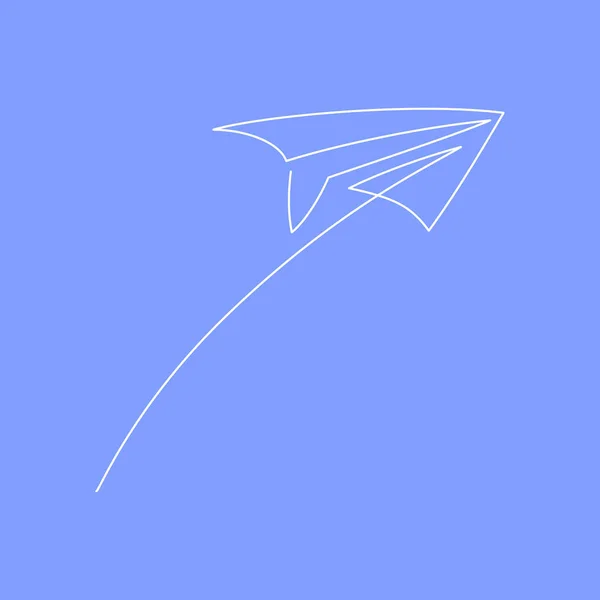Paper plane continuous line vector illustration - airplane silhouette made with one single line art style. — Stock Vector