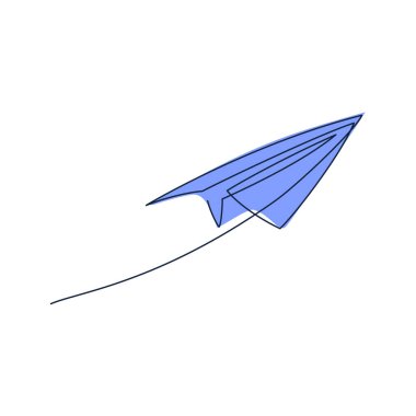 Kağıt düzlem sürekli çizgi vektör çizimi - uçak silueti tek satır sanat tarzıyla yapılır.