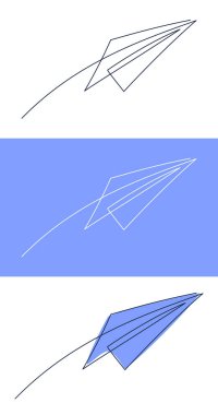 Kağıt düzlem sürekli çizgi vektör çizimi - uçak silueti tek satır sanat tarzıyla yapılır.