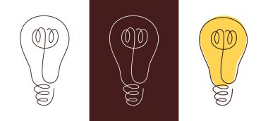 Düzenlenebilir felçli ampul sürekli çizgi vektör çizimi. İş fikri, beyin fırtınası ya da elektrik konsepti için tek sıra ampul sanatı. Basit el çizimi dış hat silueti.