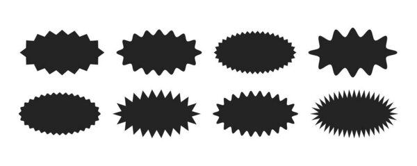 Starburst sticker set - collection of special offer sale oval sunburst labels and badges.