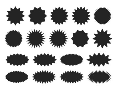 Yıldız patlaması çıkartma seti - özel satış yuvarlak koleksiyonu ve oval güneş patlaması etiketleri ve rozetler.