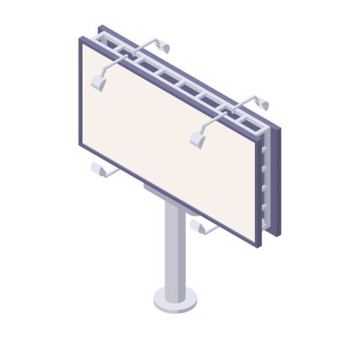 Açık hava reklamı için boş tuval olan Isometric reklam panosu.