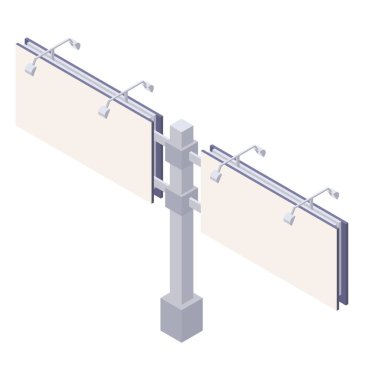 Açık hava reklamı için boş tuval olan Isometric reklam panosu.