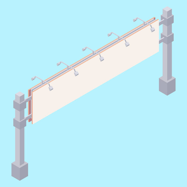 Isometric billboard with blank canvas for outdoor advertising.