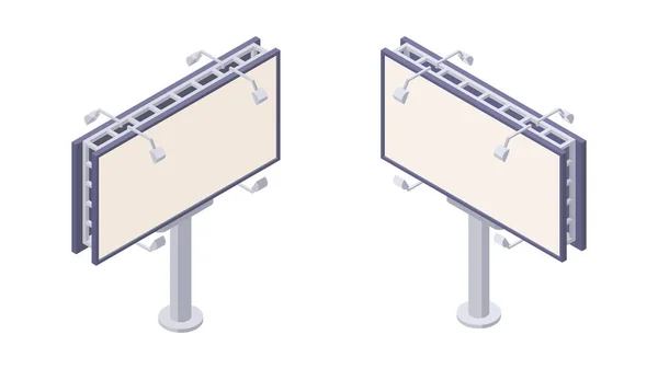 Isometrisk Skylt Med Blank Duk För Utomhusreklam Två Sidor Tom — Stock vektor