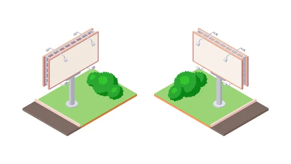 Isometrisk Skylt Grön Mark Nära Vägen För Utomhusreklam Två Sidor — Stock vektor