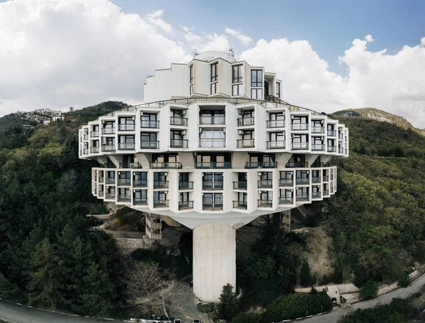 Soviet sanatorium Druzhba or Kurpaty on the Black Sea coast in the Crimea from the height — Stock Photo, Image
