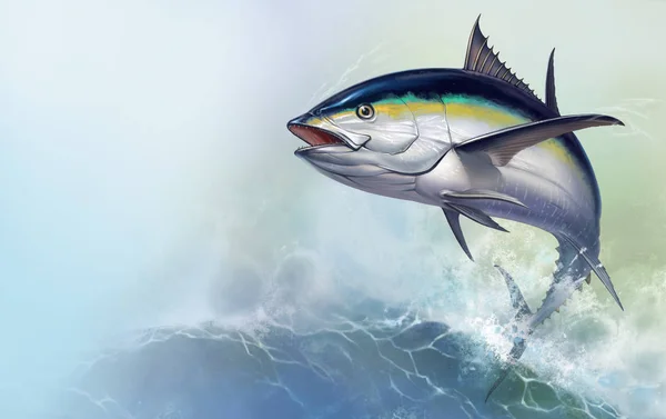 Tuna Jumps Out Sea — Stock Photo, Image