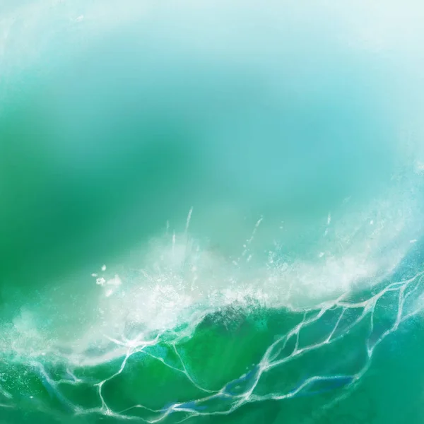 Verão mar ondas fundo realista ilustração verde . — Fotografia de Stock
