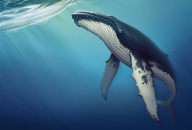 Whale under water realistic illustration of a copis. clipart