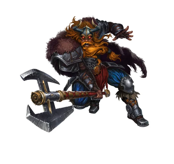 Büyük Viking, beyaza iki elle vuruyor. İki elli baltalı savaşçı barbar!.