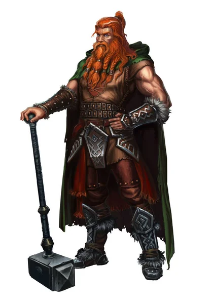 Yaşlı Viking beyaz üzerine iki elli bir çekiç.