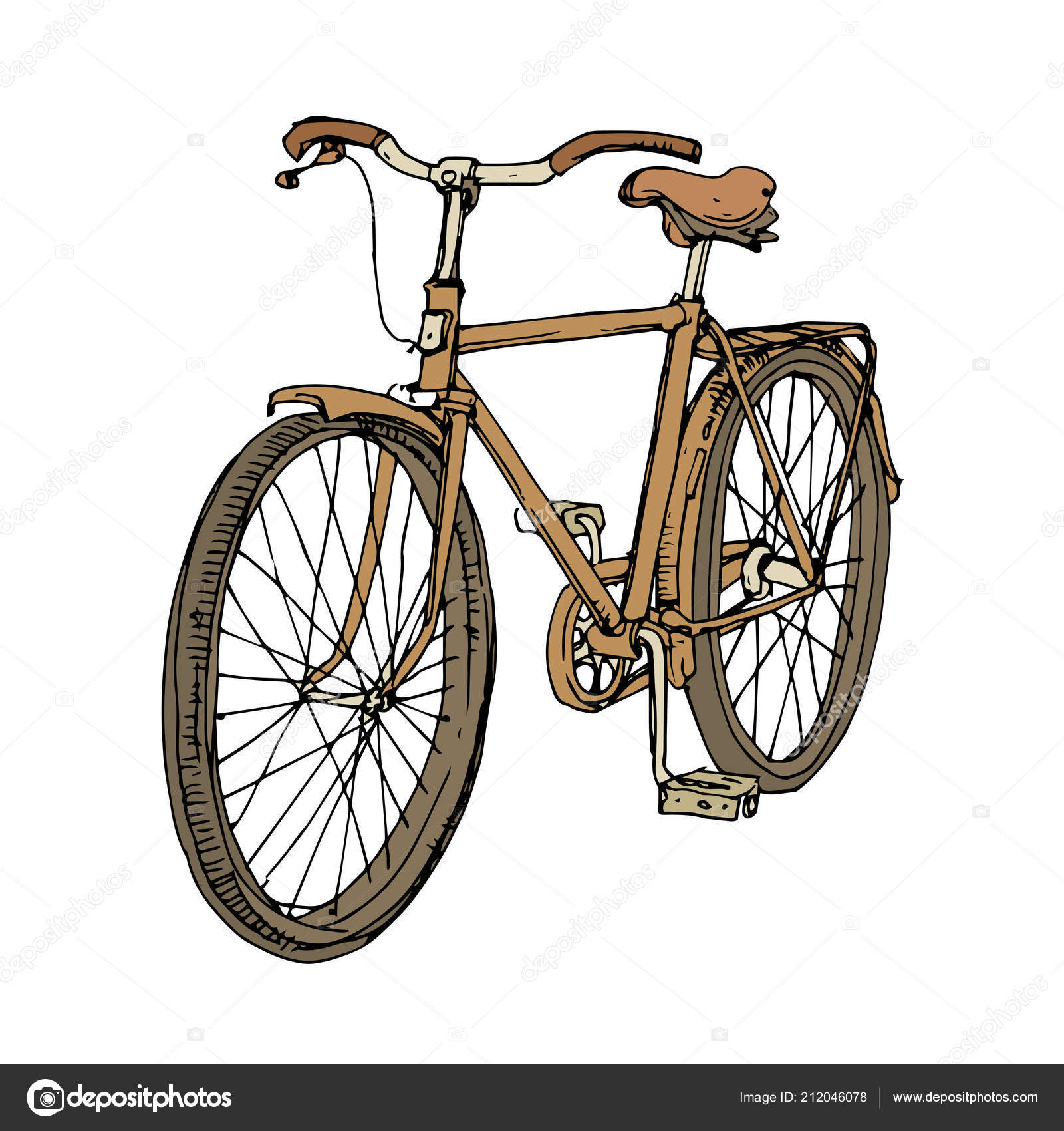 Download Vintage Bicycle Retro Bike Hand Drawn Ink Sketch Line Art ...