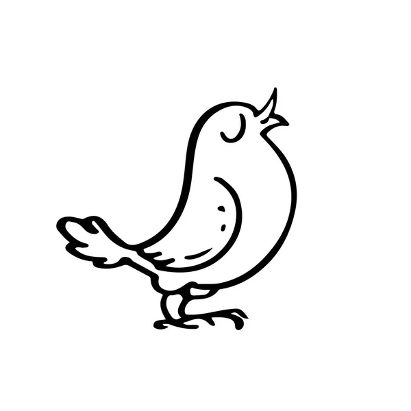 歌うカナリア鳥手描き落書きライン アート ベクトル インク スケッチ アイコン イラスト白背景に — ストックベクタ