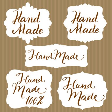 El metin vintage etiketleri çerçeveler vektör yazma hat yazı kelime el yapımı.