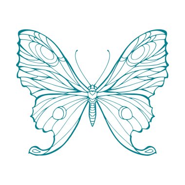 Kitap sayfa elle çizilmiş hisse senedi vektör Illustration boyama izole hat sanatı kelebek