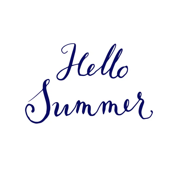 Hello Summer Calligraphy Lettering Text Ink Drawn Hand Writing Vector — Stock Vector