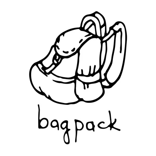 Doodles Bag Pack Ikonen Bläck Hand Ritad Skiss — Stock vektor