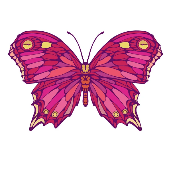 Schmetterling Umriss Kunst Tusche Zeichnung Stock Vektor Illustration — Stockvektor