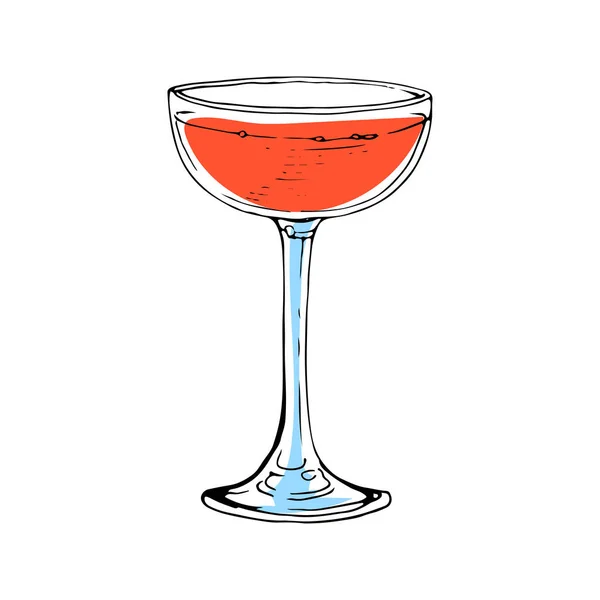 Cocktail Handritad Skiss Vektorillustration Isolerade Vit Bakgrund — Stock vektor