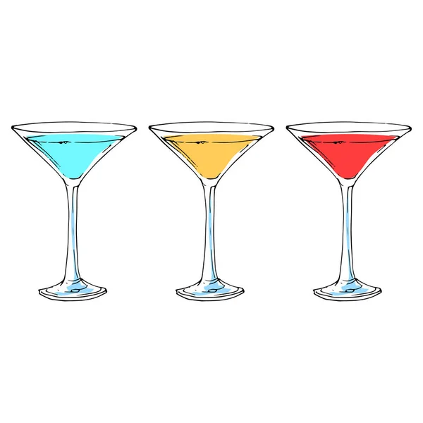 Cocktail Handritad Skiss Vektorillustration Isolerade Vit Bakgrund — Stock vektor