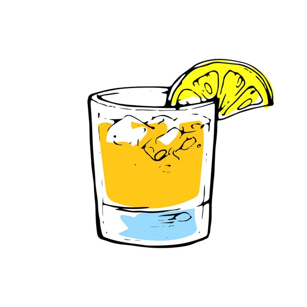 Cocktail Disegnato Mano Disegno Vettoriale Illustrazione Isolato Sfondo Bianco — Vettoriale Stock