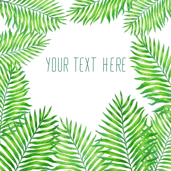 Grüne Tropische Palmenblätter Aquarell Illustration Isoliert Auf Weißem Hintergrund — Stockfoto
