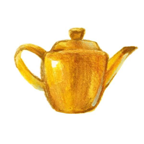 Watercolor Vintage Kitchenware Teapot Retro Metal Kettles Stylized Illustration Isolated — Stock Photo, Image