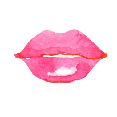 pembe suluboya dudakları suluboya resim